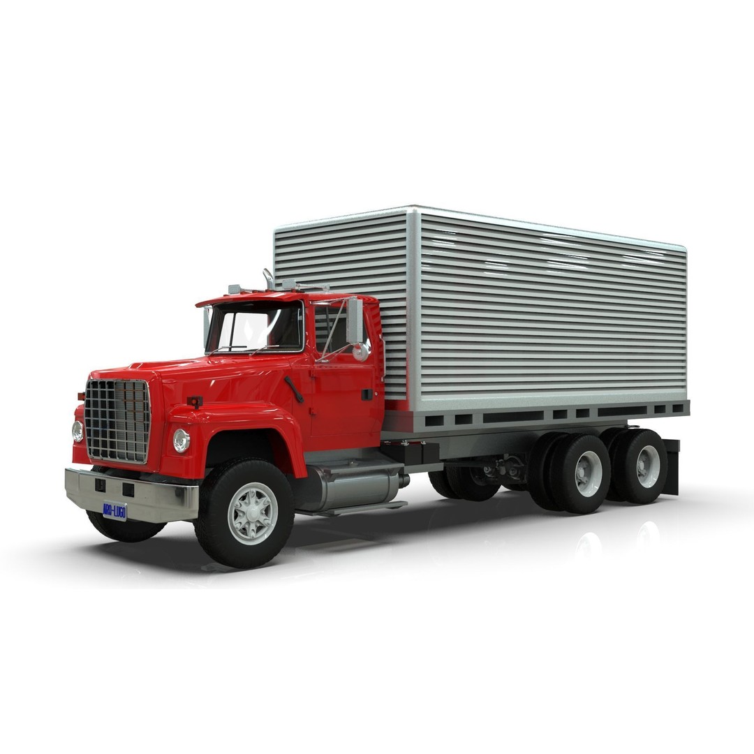 L9000 Box Truck 3D Model – Ultra-Detailed Vehicle with 6 Hood Variants - View 8