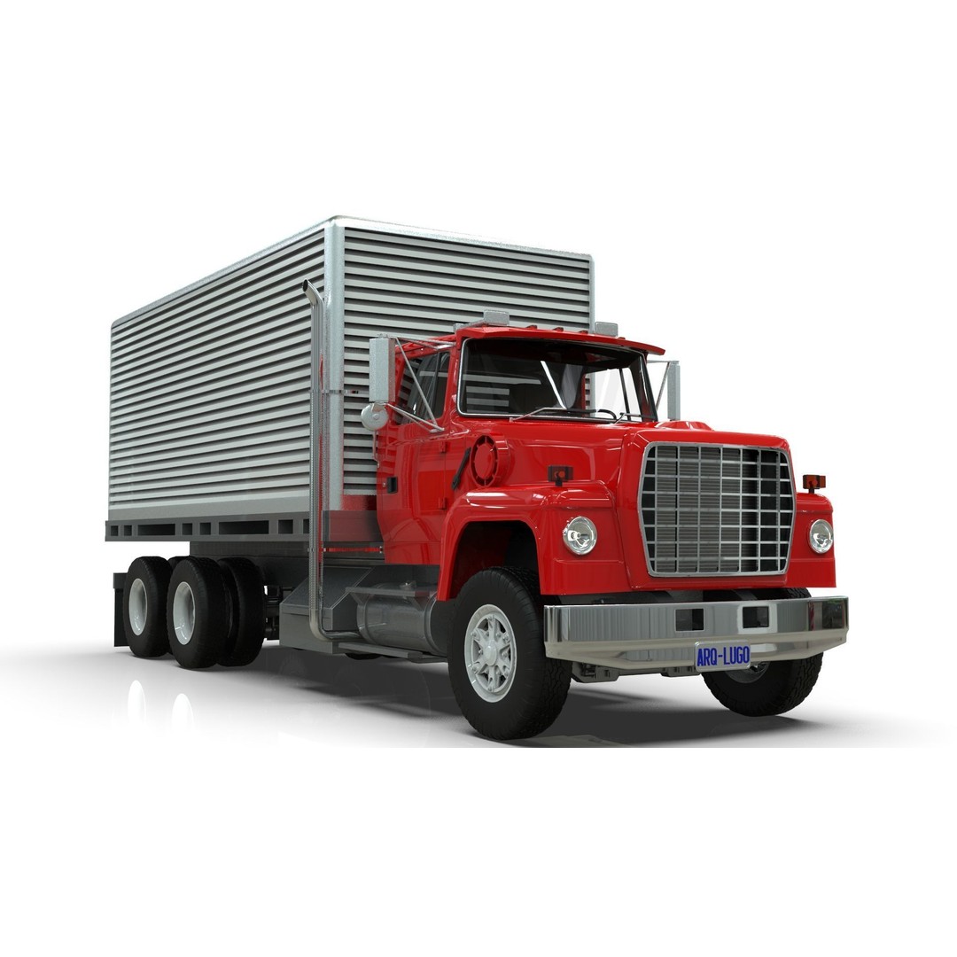 L9000 Box Truck 3D Model – Ultra-Detailed Vehicle with 6 Hood Variants - View 9