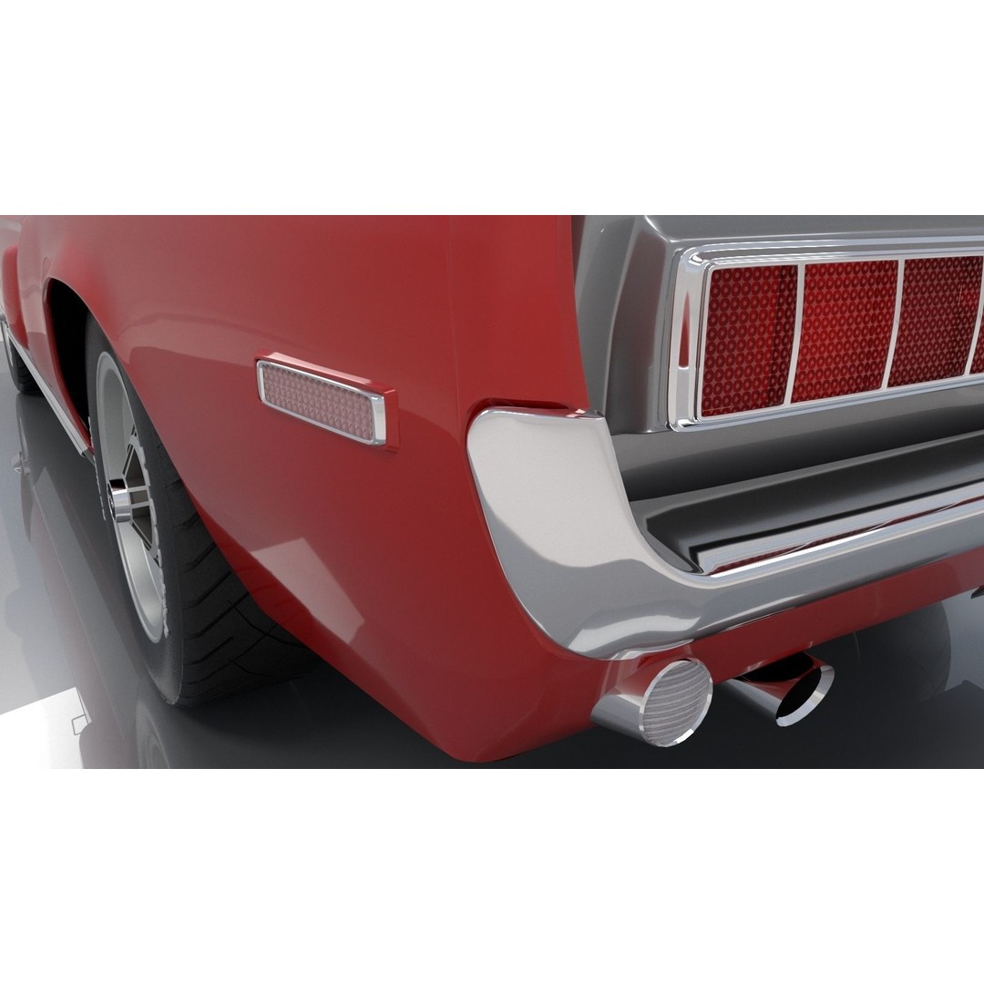Mustang GT 350 1968 3D Model – High Poly Game Asset, FBX, OBJ - View 10