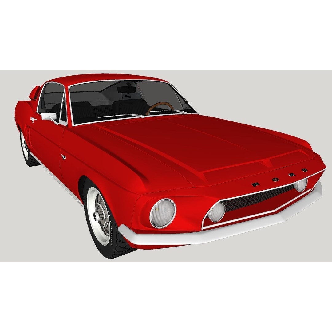 Mustang GT 350 1968 3D Model – High Poly Game Asset, FBX, OBJ - View 16