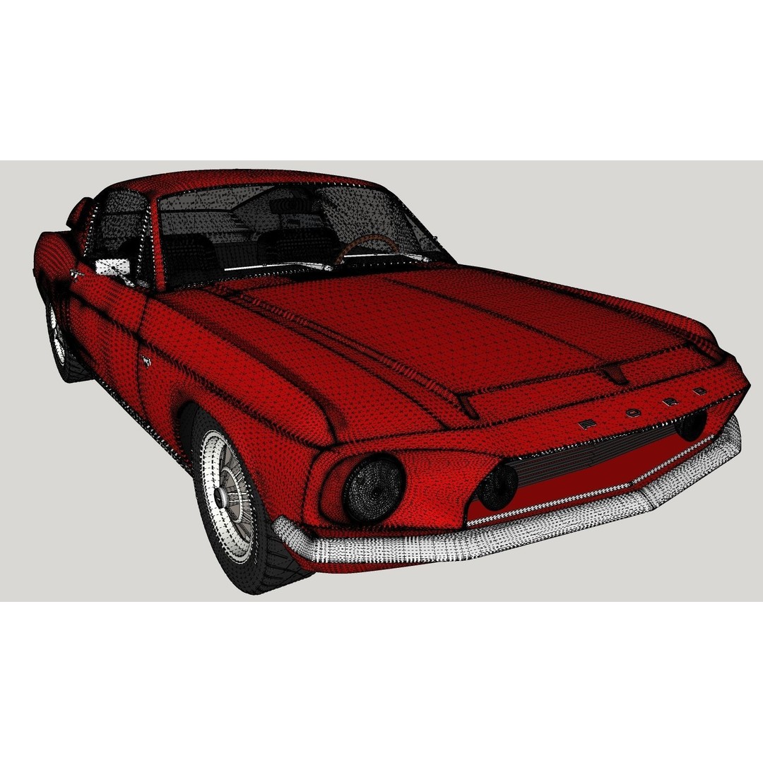 Mustang GT 350 1968 3D Model – High Poly Game Asset, FBX, OBJ - View 17