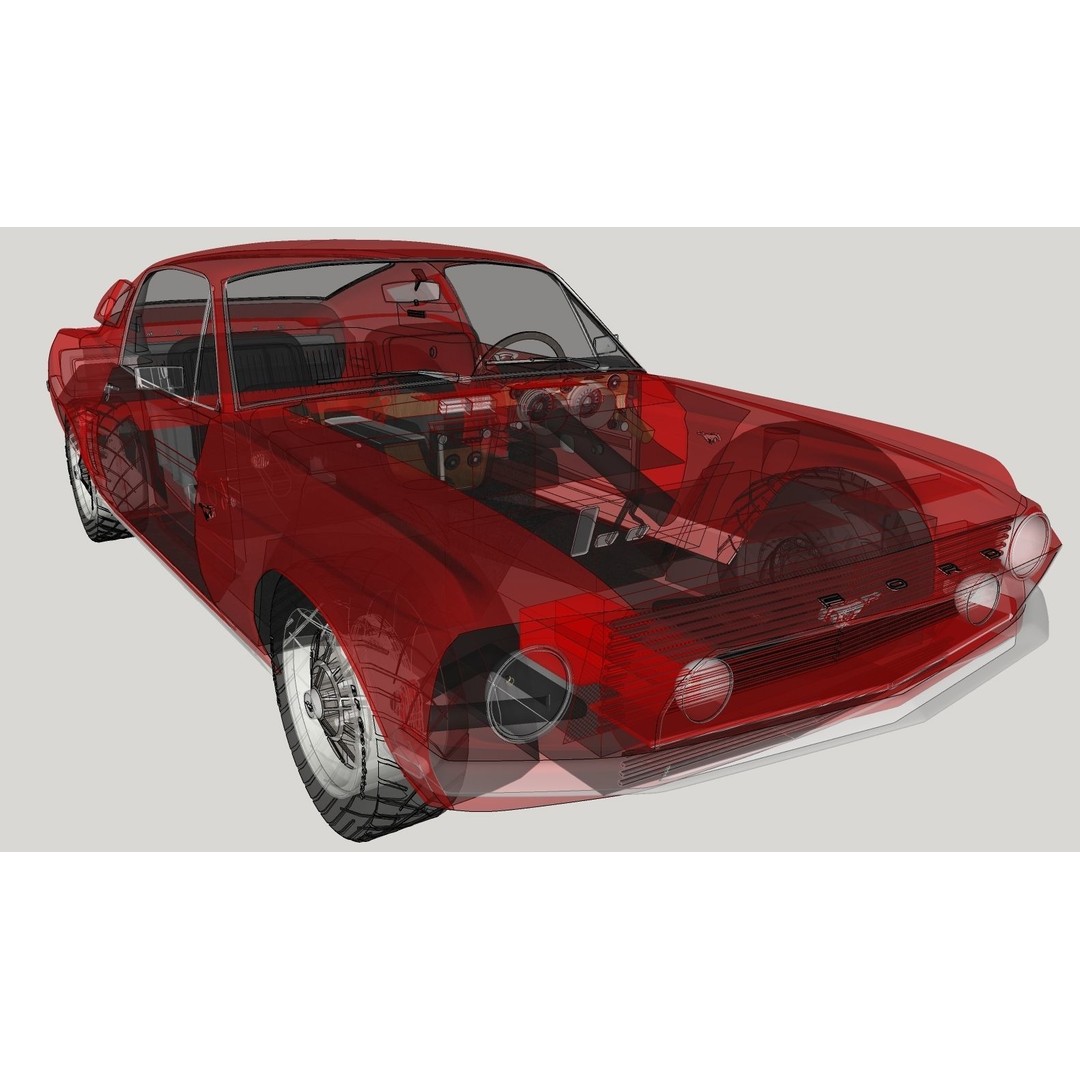 Mustang GT 350 1968 3D Model – High Poly Game Asset, FBX, OBJ - View 19