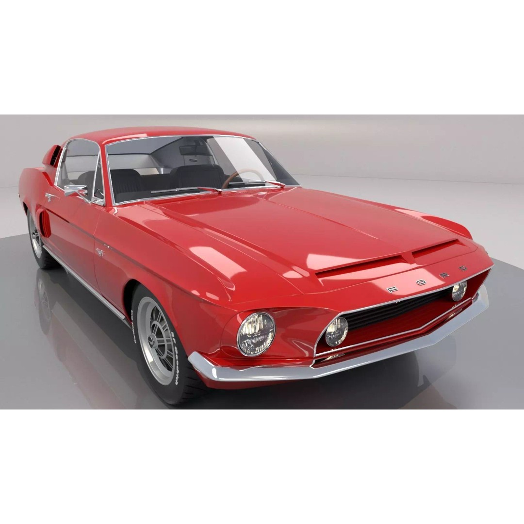 Mustang GT 350 1968 3D Model – High Poly Game Asset, FBX, OBJ - View 2