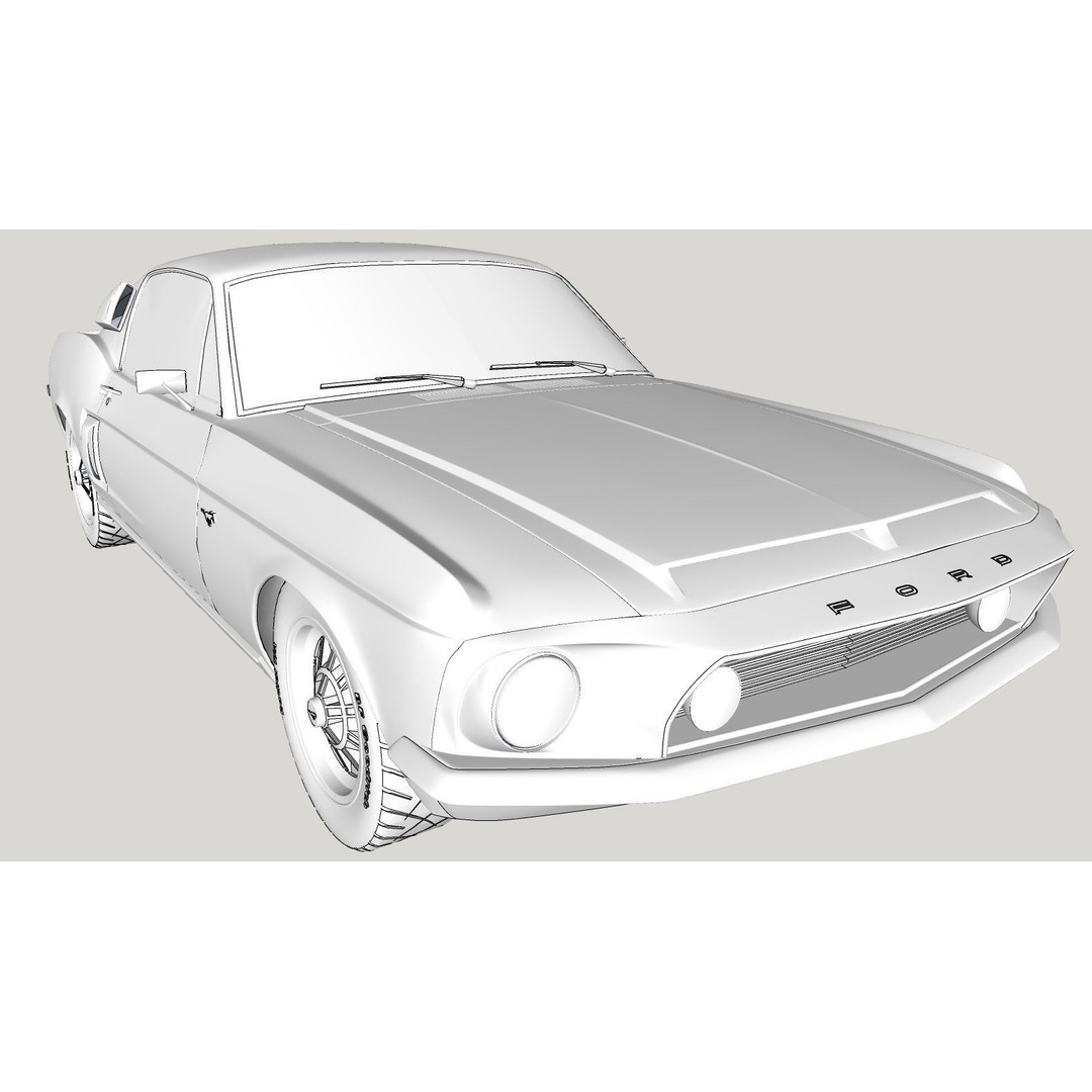 Mustang GT 350 1968 3D Model – High Poly Game Asset, FBX, OBJ - View 20
