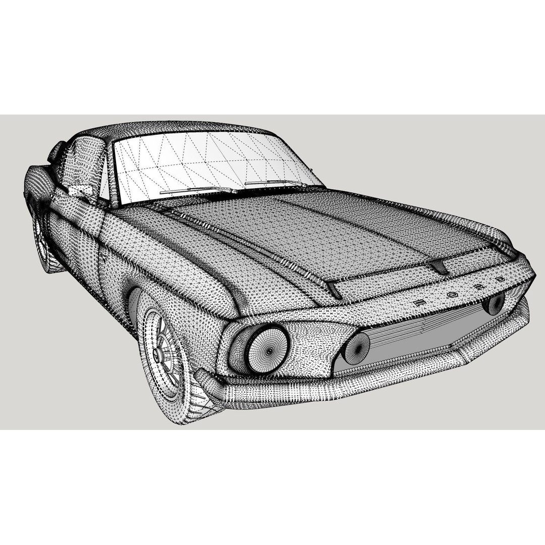 Mustang GT 350 1968 3D Model – High Poly Game Asset, FBX, OBJ - View 21