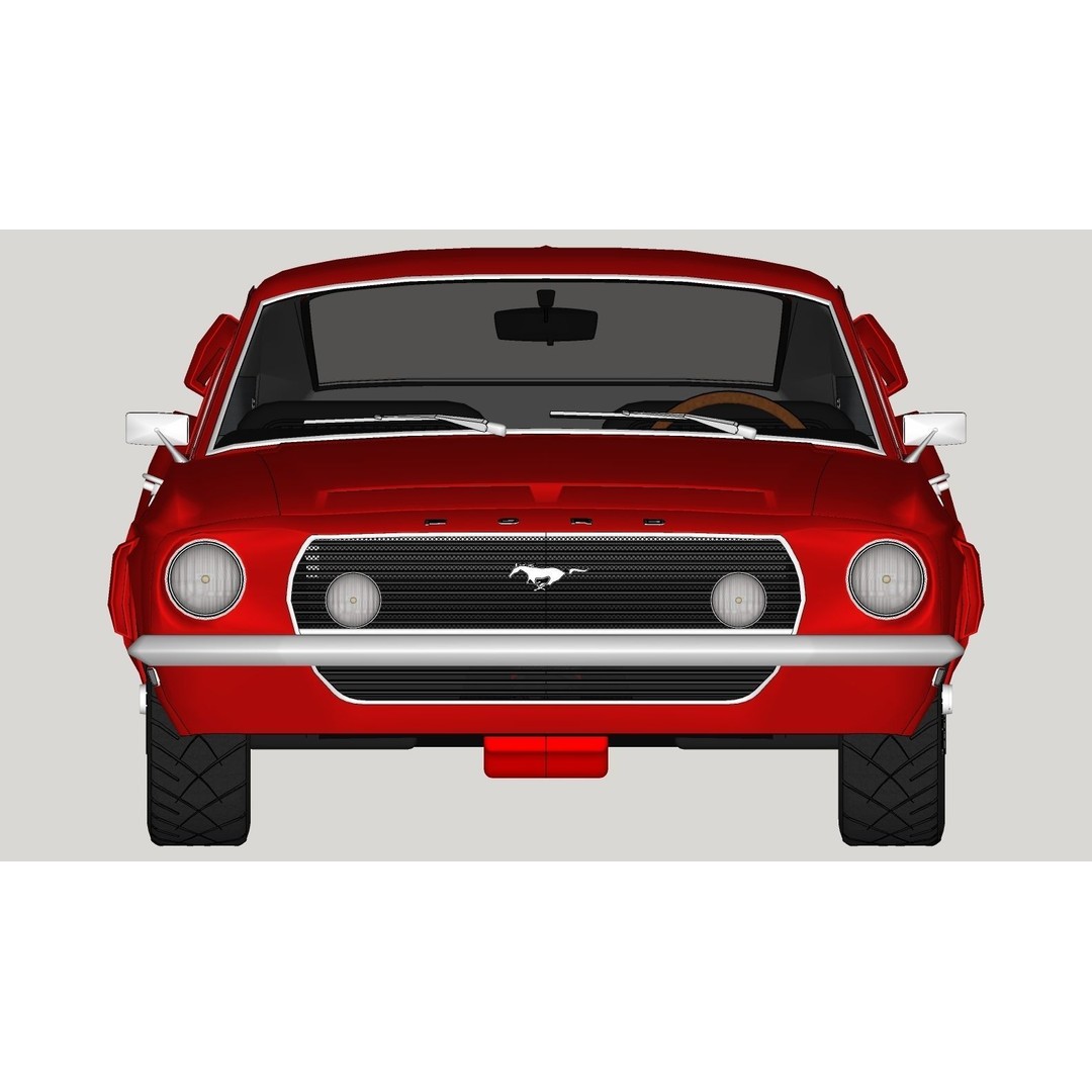 Mustang GT 350 1968 3D Model – High Poly Game Asset, FBX, OBJ - View 22