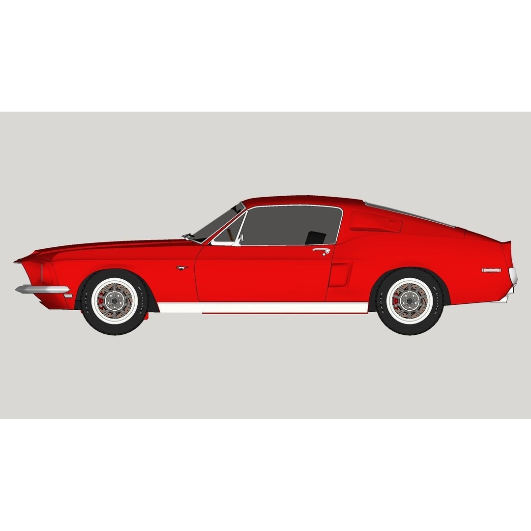 Mustang GT 350 1968 3D Model – High Poly Game Asset, FBX, OBJ - View 24