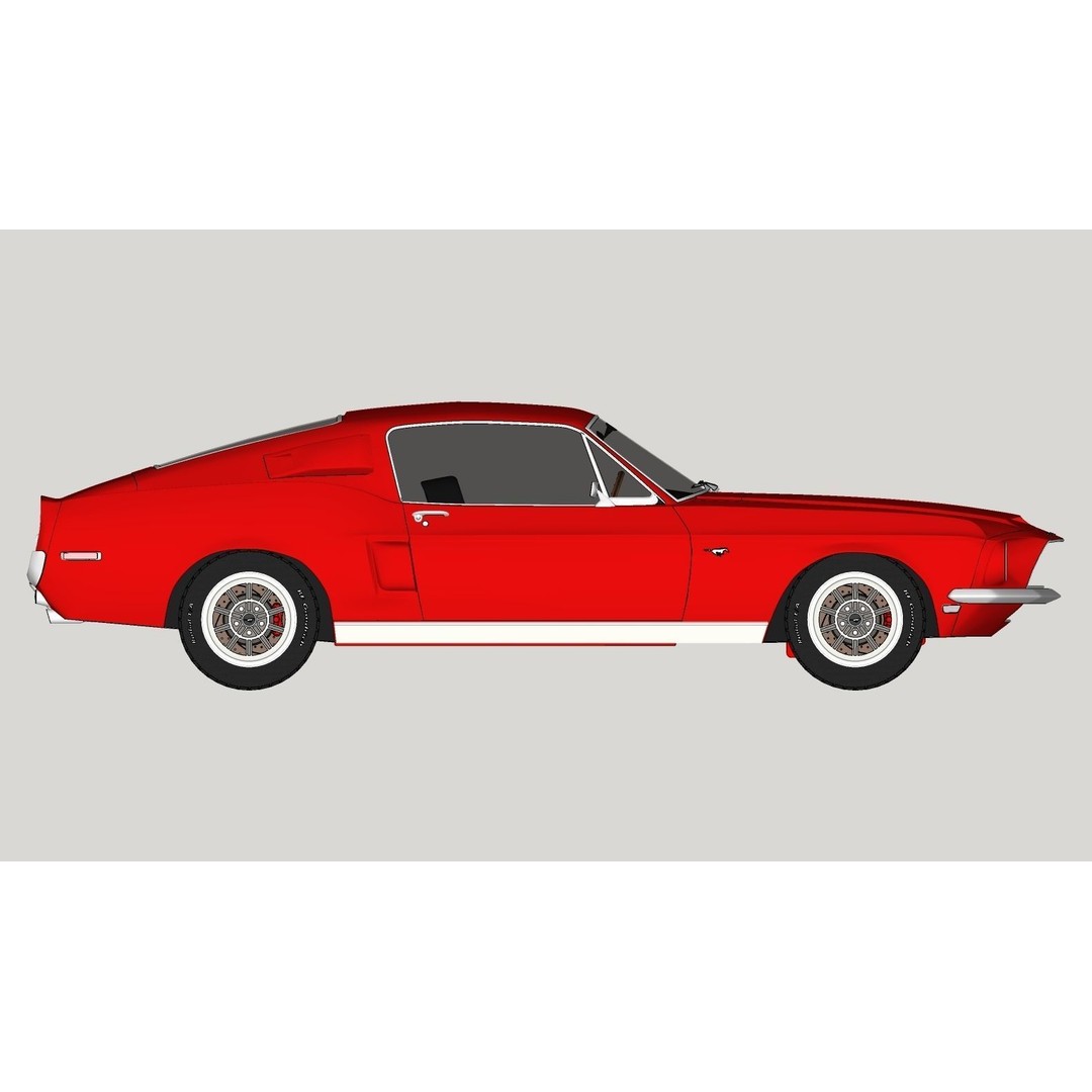 Mustang GT 350 1968 3D Model – High Poly Game Asset, FBX, OBJ - View 25
