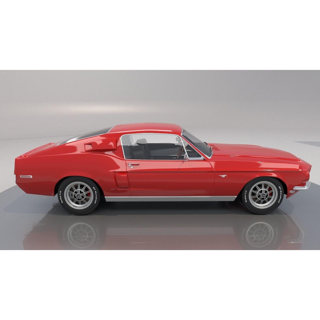 Mustang GT 350 1968 3D Model – High Poly Game Asset, FBX, OBJ - View 4