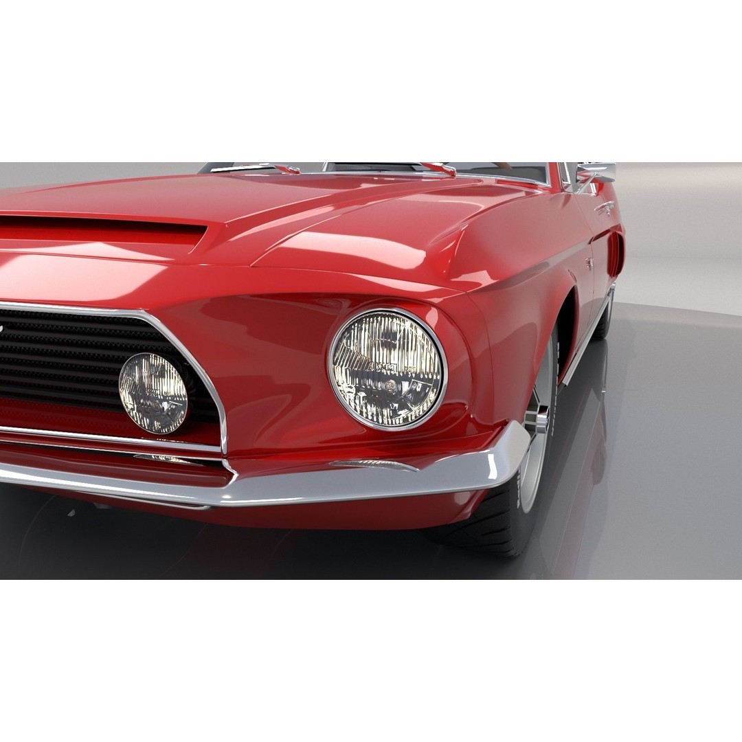 Mustang GT 350 1968 3D Model – High Poly Game Asset, FBX, OBJ - View 9