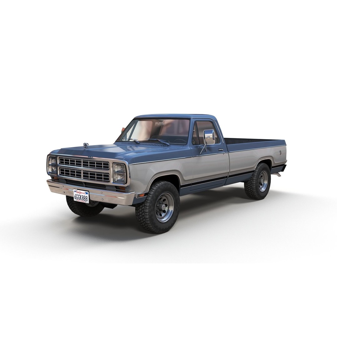 79 Dodge Pickup Truck 3D Model – Low Poly Game Ready, FBX - View 11
