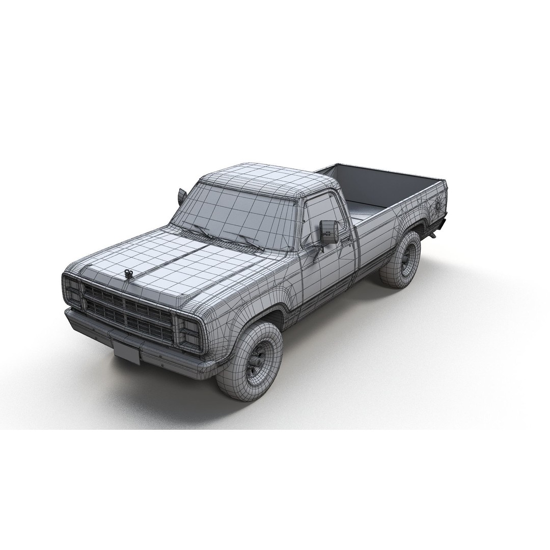 79 Dodge Pickup Truck 3D Model – Low Poly Game Ready, FBX - View 12