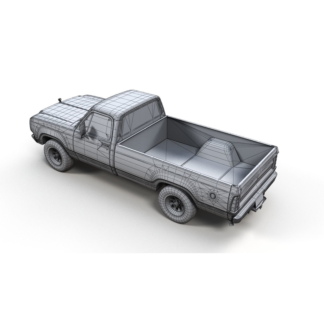 79 Dodge Pickup Truck 3D Model – Low Poly Game Ready, FBX - View 15