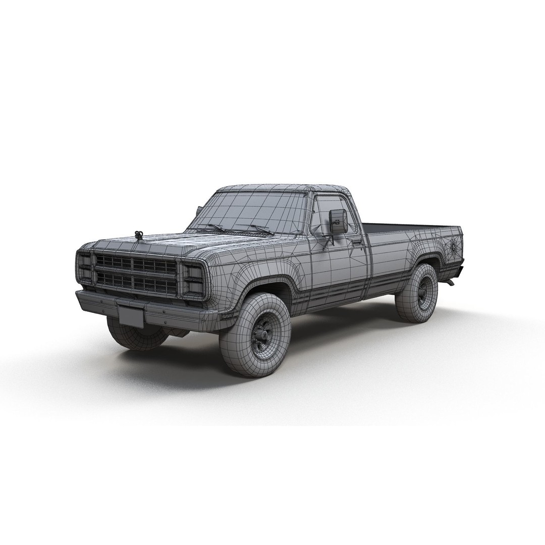 79 Dodge Pickup Truck 3D Model – Low Poly Game Ready, FBX - View 19
