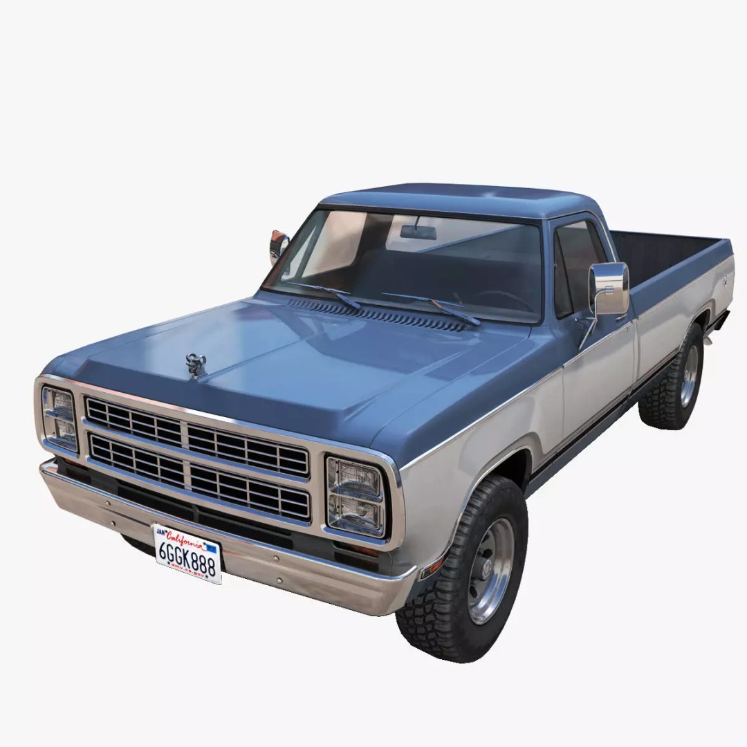 79 Dodge Pickup Truck 3D Model – Low Poly Game Ready, FBX - View 2