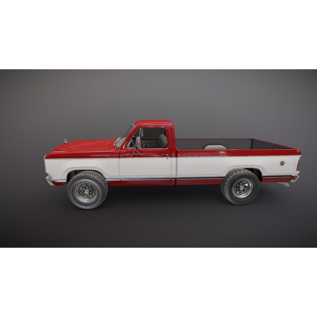 79 Dodge Pickup Truck 3D Model – Low Poly Game Ready, FBX - View 20
