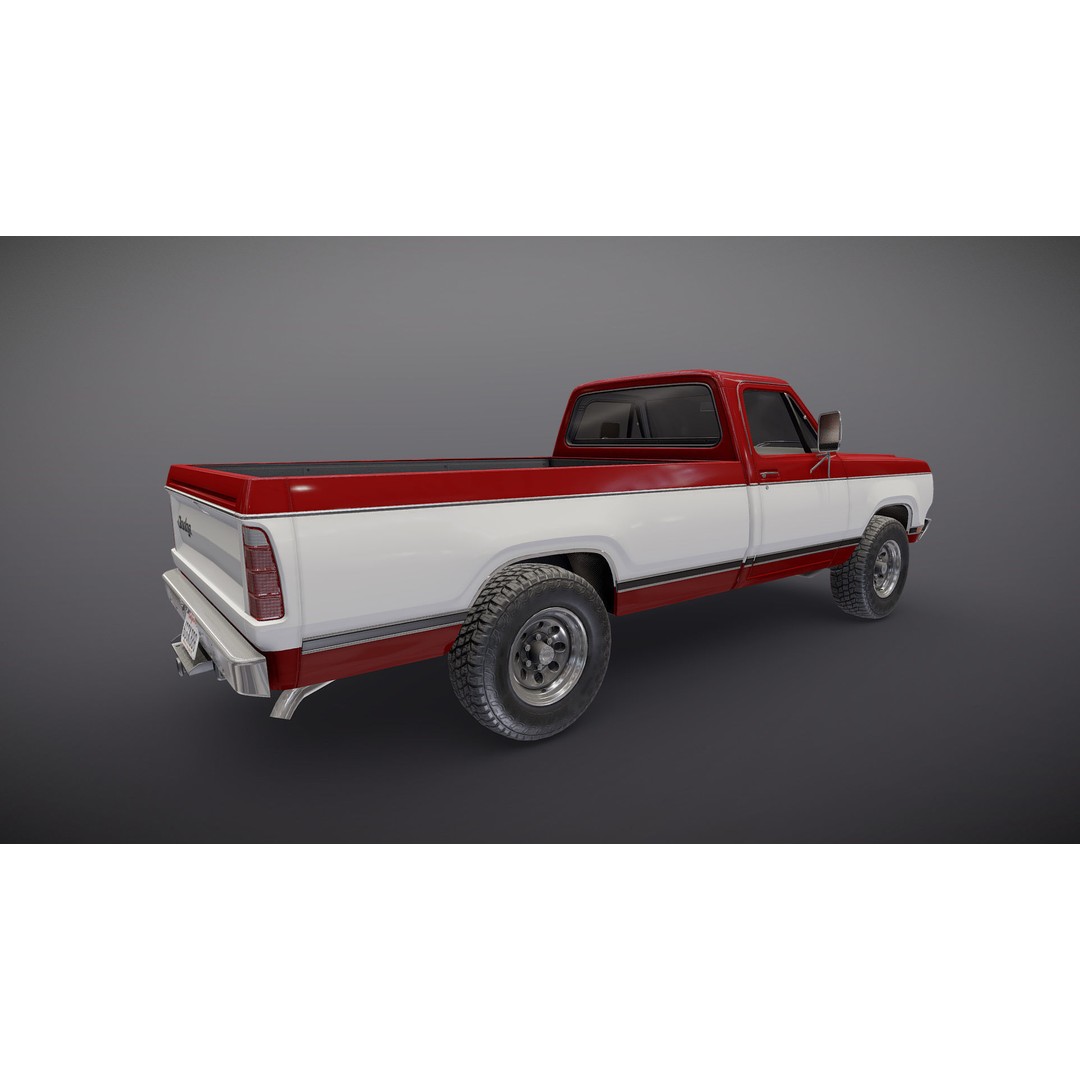 79 Dodge Pickup Truck 3D Model – Low Poly Game Ready, FBX - View 21