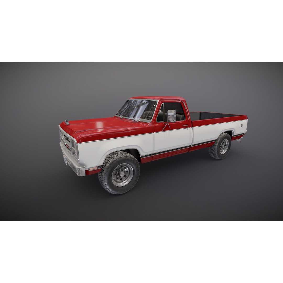 79 Dodge Pickup Truck 3D Model – Low Poly Game Ready, FBX - View 22