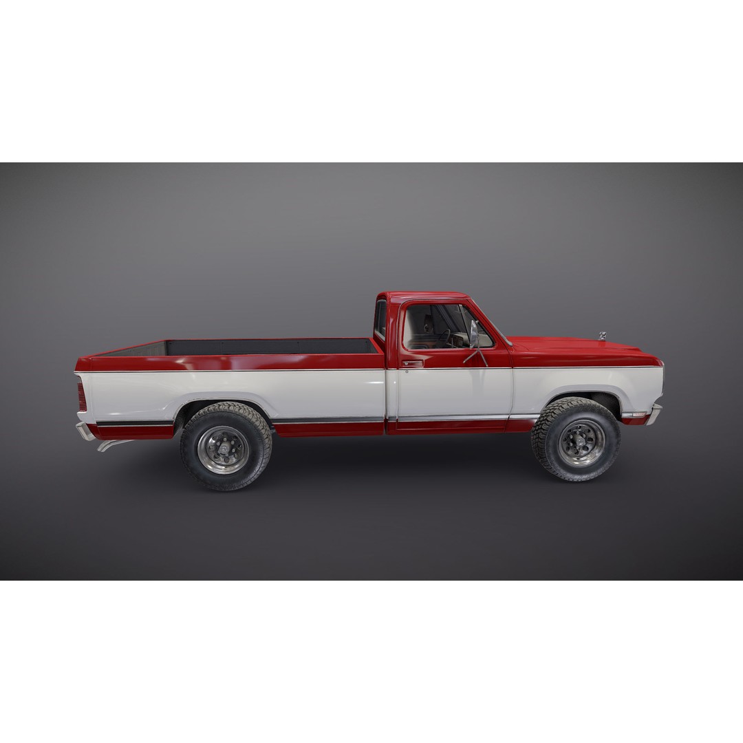 79 Dodge Pickup Truck 3D Model – Low Poly Game Ready, FBX - View 23