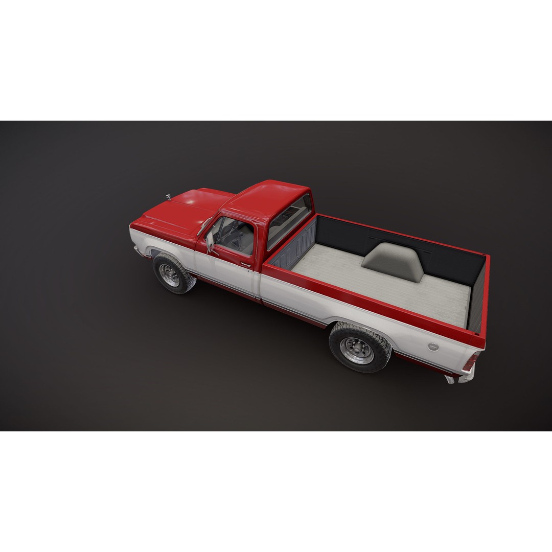 79 Dodge Pickup Truck 3D Model – Low Poly Game Ready, FBX - View 24