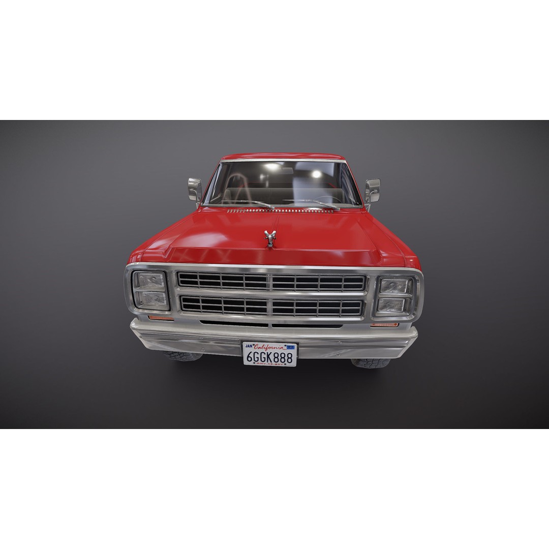 79 Dodge Pickup Truck 3D Model – Low Poly Game Ready, FBX - View 25