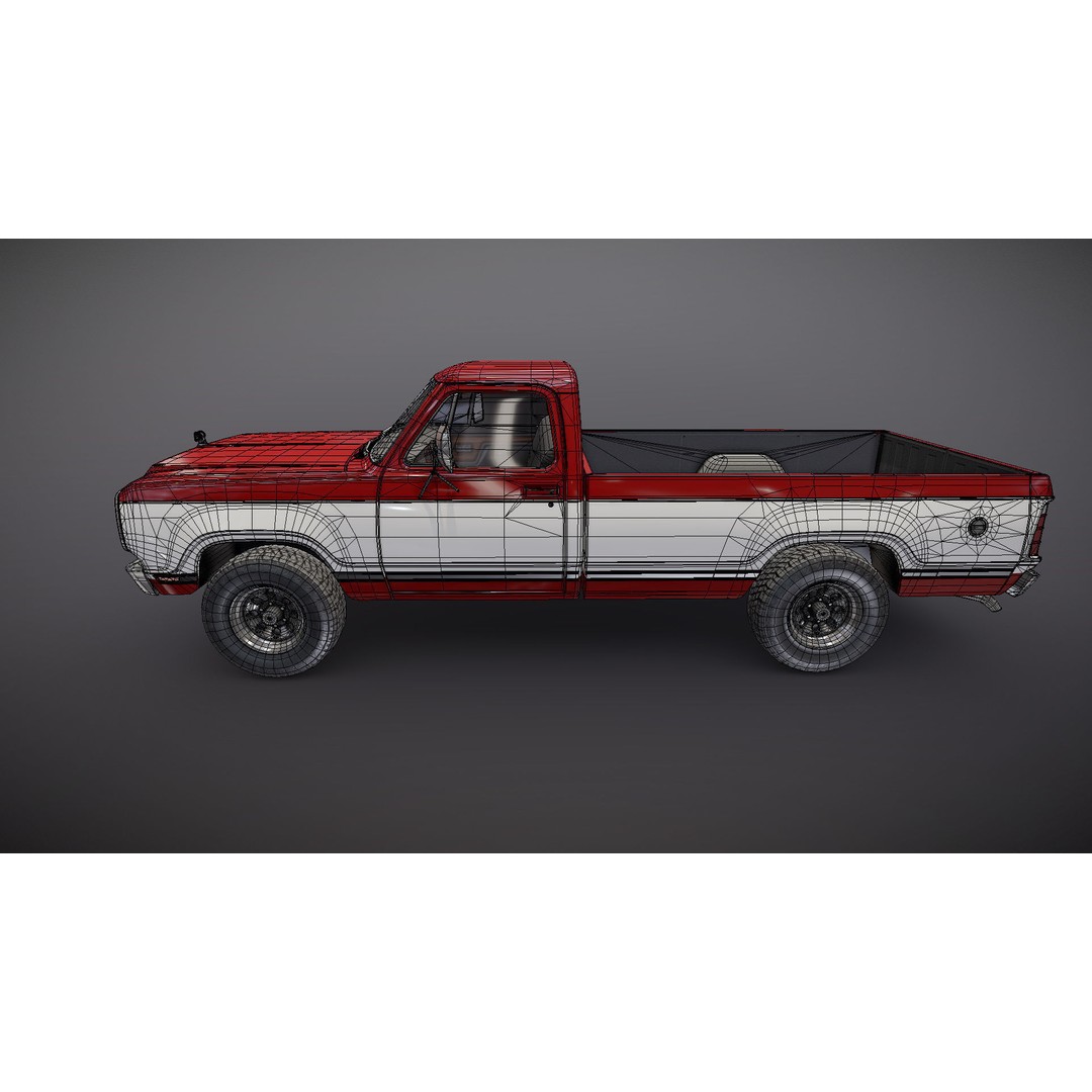 79 Dodge Pickup Truck 3D Model – Low Poly Game Ready, FBX - View 29