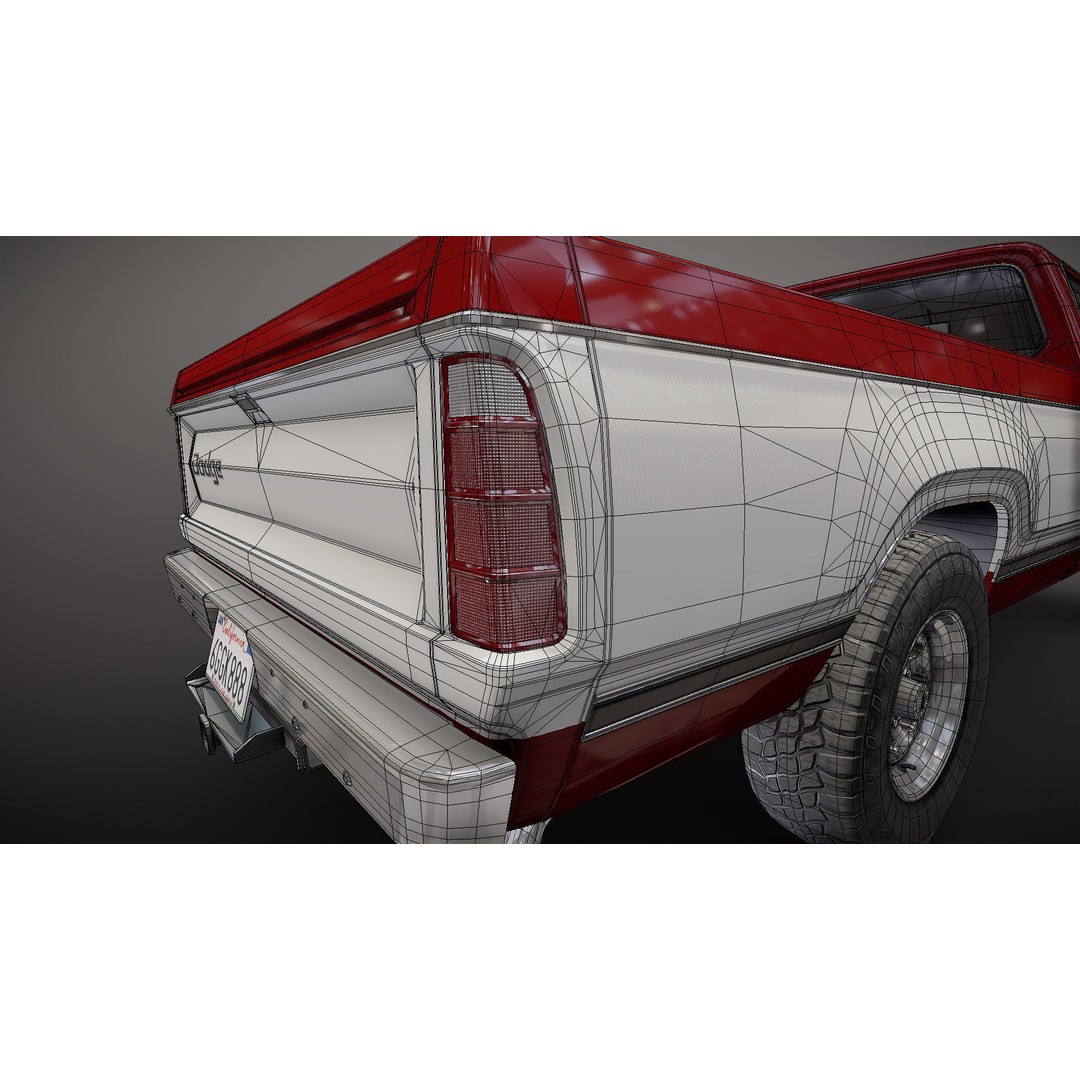 79 Dodge Pickup Truck 3D Model – Low Poly Game Ready, FBX - View 32