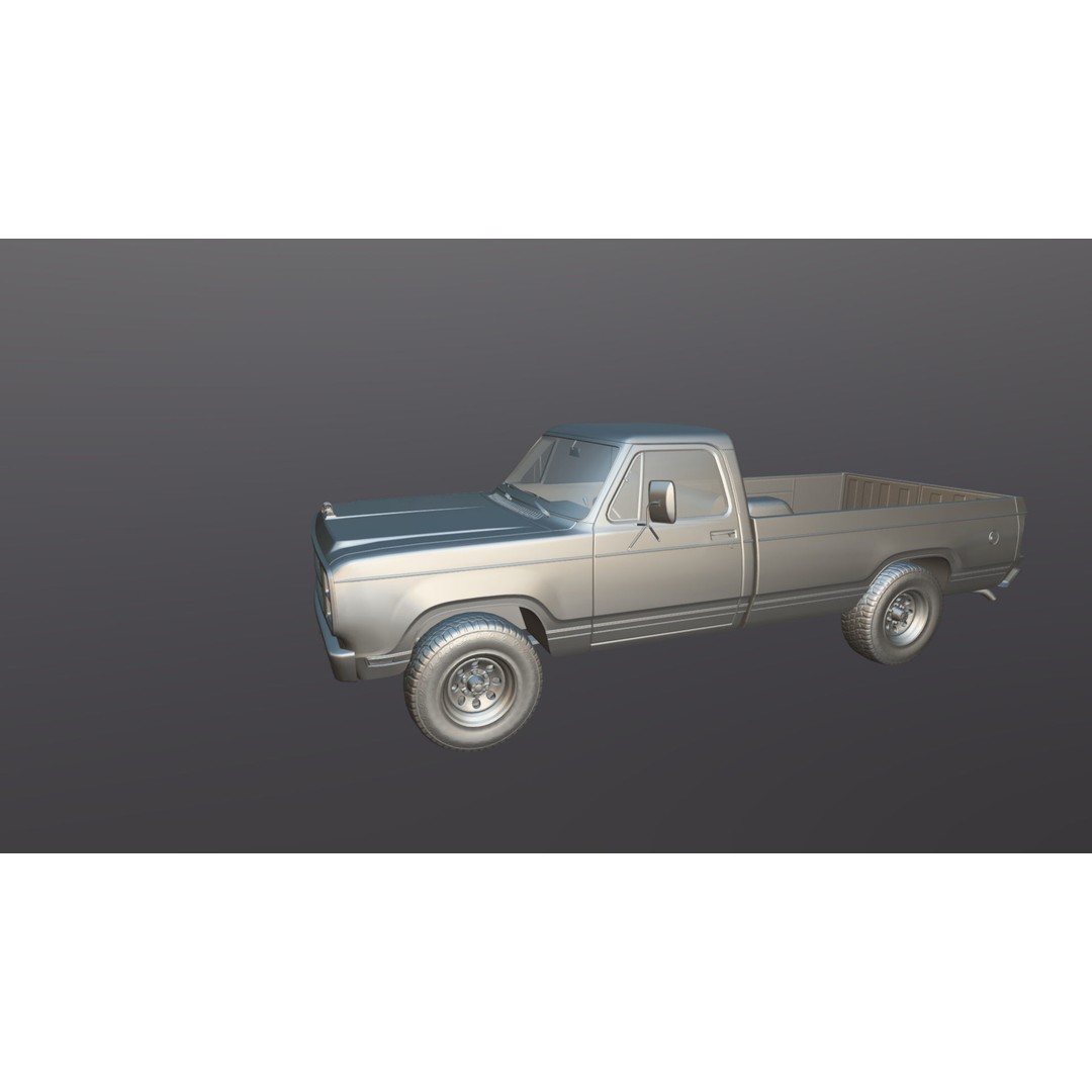 79 Dodge Pickup Truck 3D Model – Low Poly Game Ready, FBX - View 33
