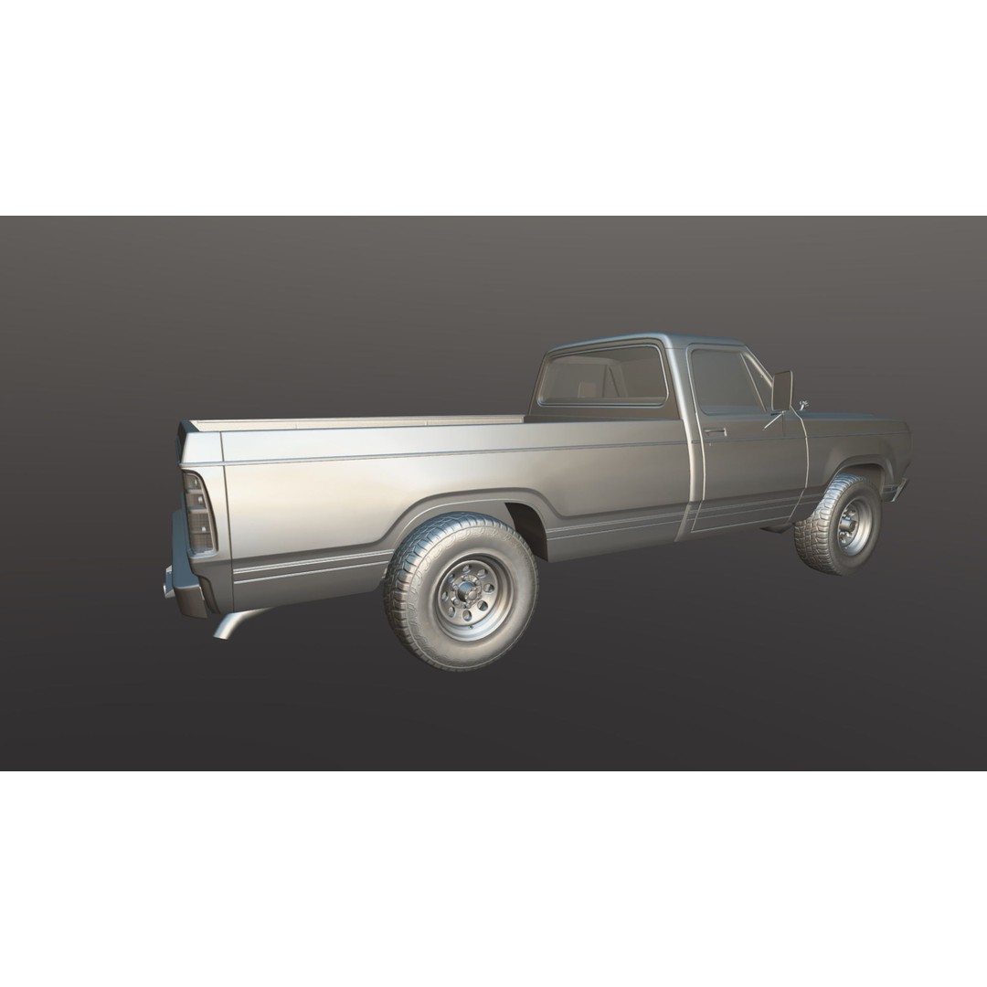 79 Dodge Pickup Truck 3D Model – Low Poly Game Ready, FBX - View 34
