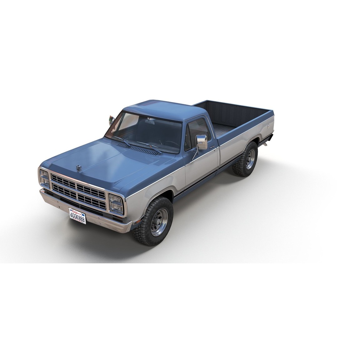 79 Dodge Pickup Truck 3D Model – Low Poly Game Ready, FBX - View 4