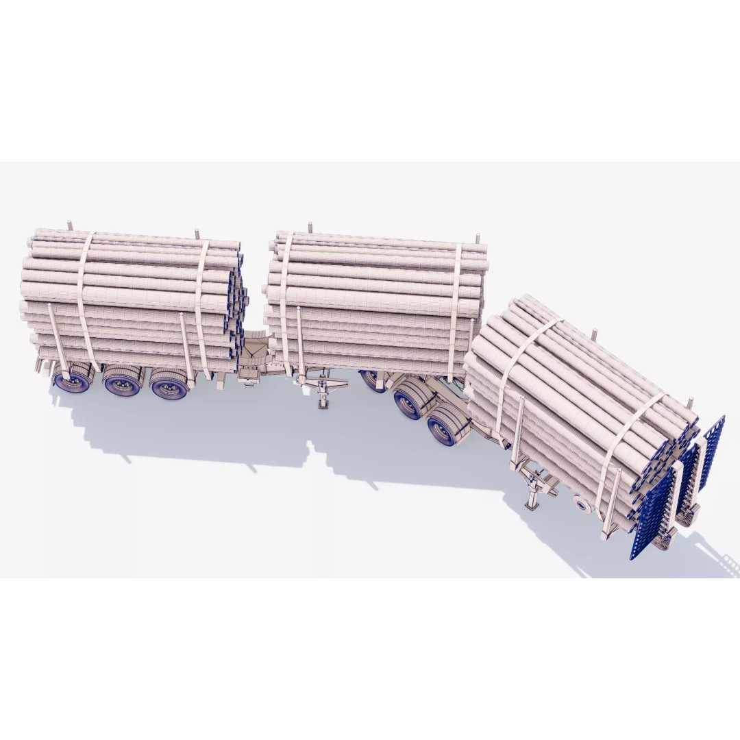 Trailers 3D Model – Low Poly Vehicle Set for Game Ready Projects - View 31