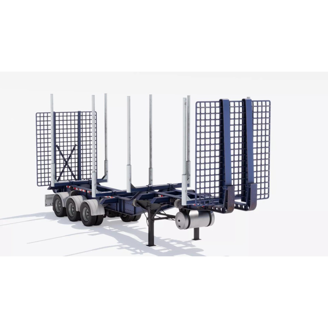 Trailers 3D Model – Low Poly Vehicle Set for Game Ready Projects - View 9