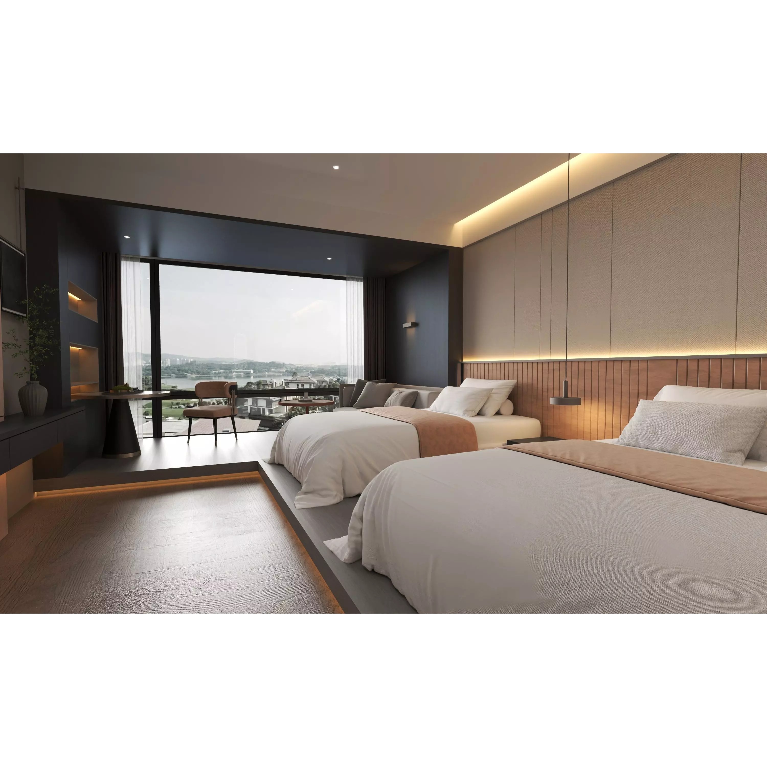 Hotel Bedroom - Low-Poly Game-Ready 3D Model - View 10