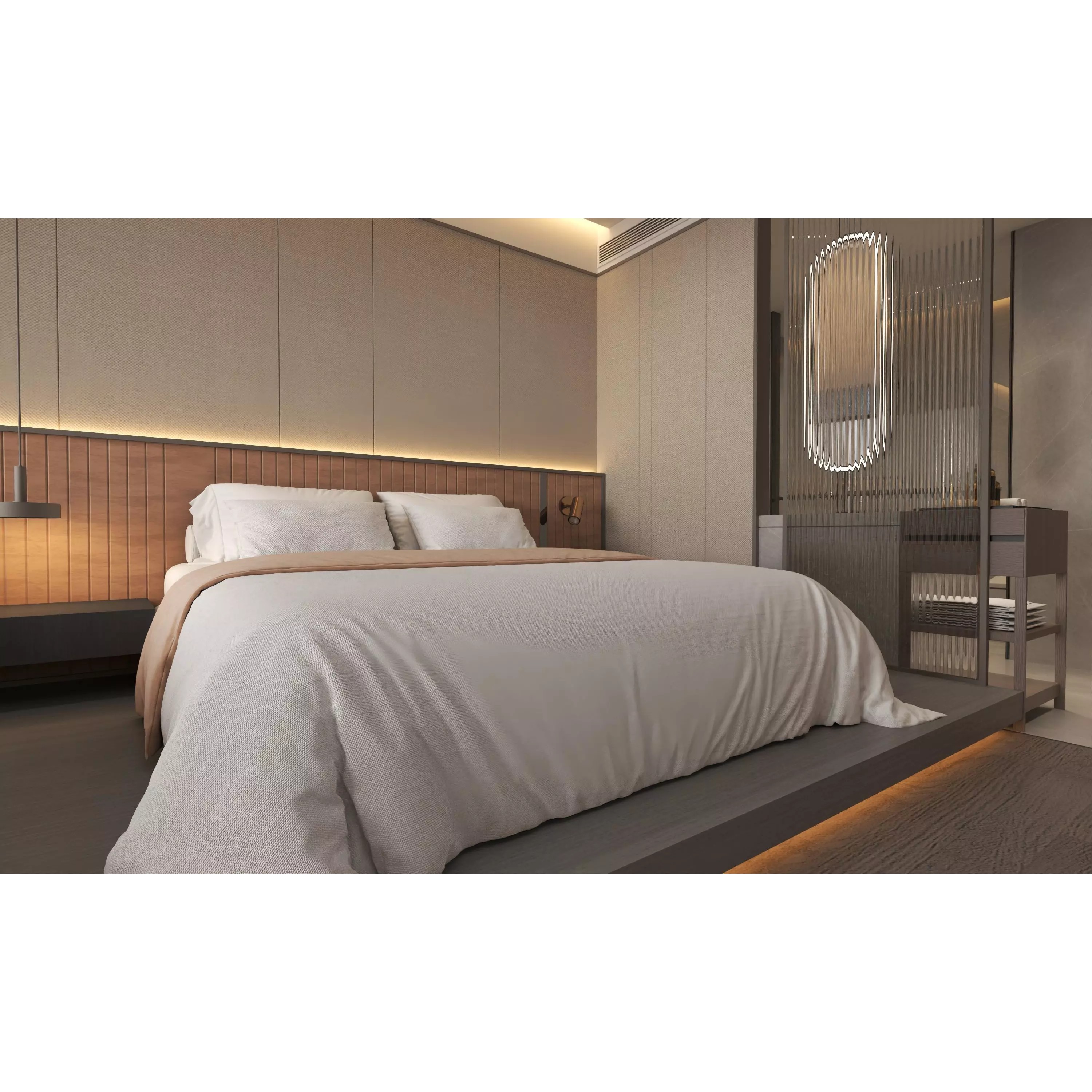 Hotel Bedroom - Low-Poly Game-Ready 3D Model - View 11