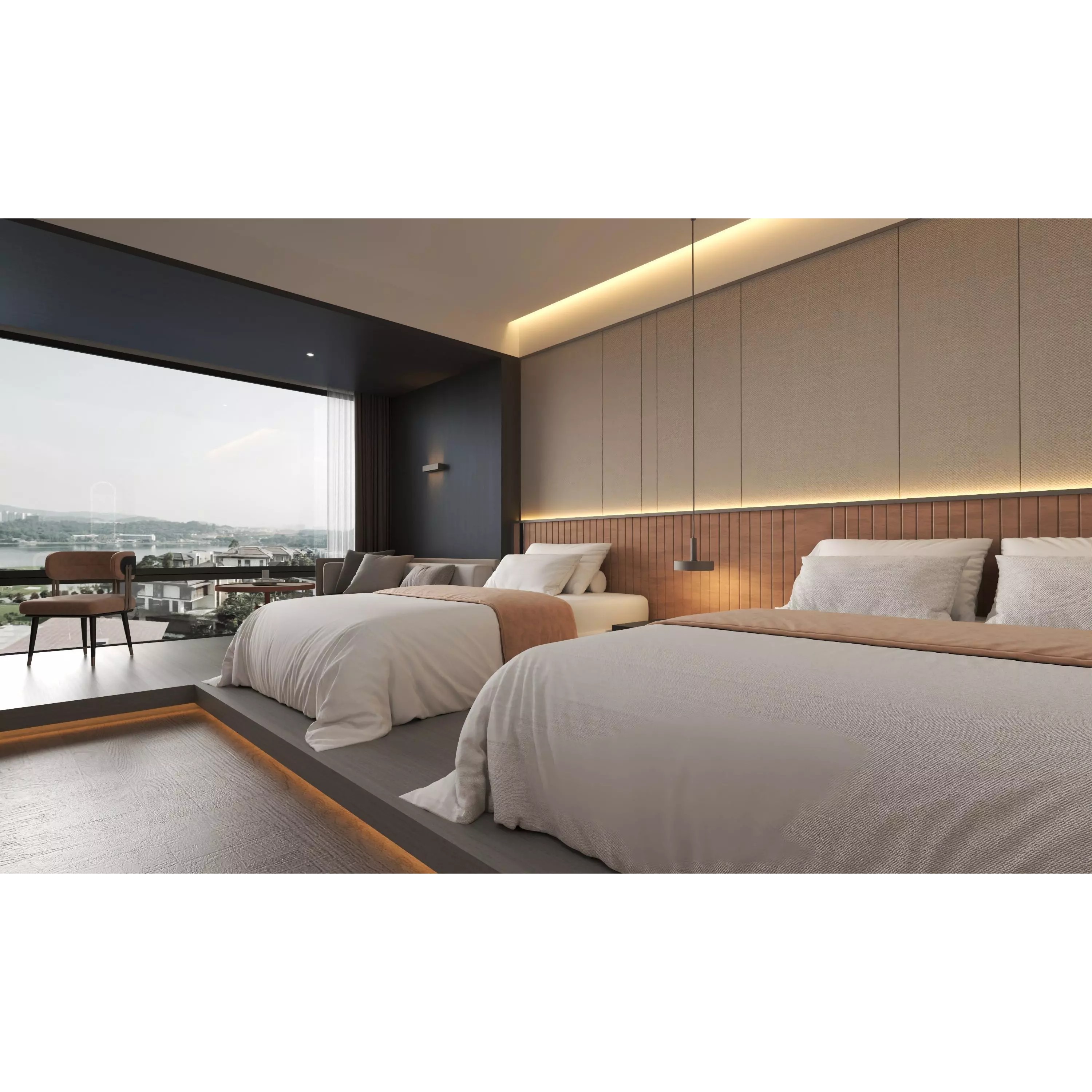 Hotel Bedroom - Low-Poly Game-Ready 3D Model - View 12