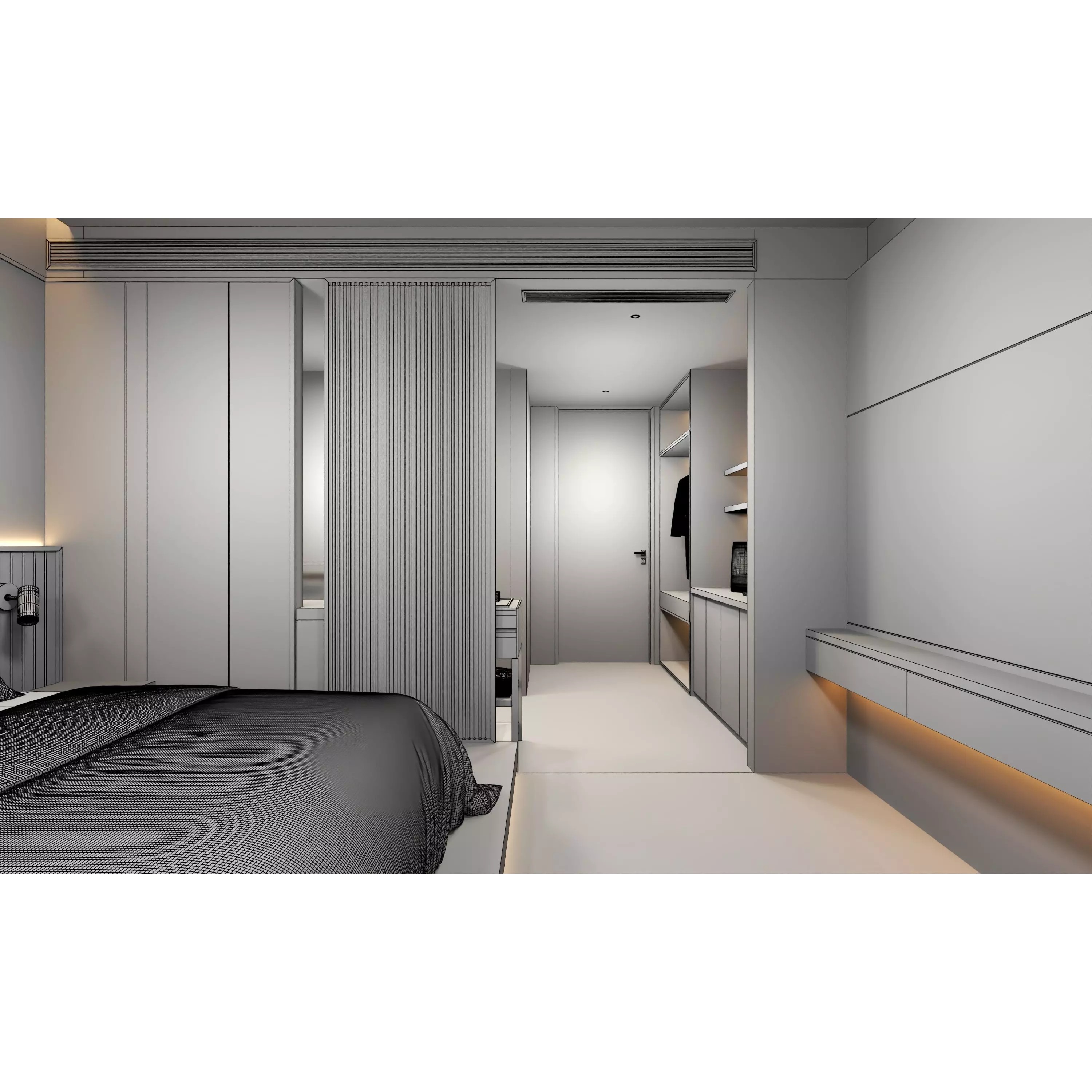 Hotel Bedroom - Low-Poly Game-Ready 3D Model - View 15