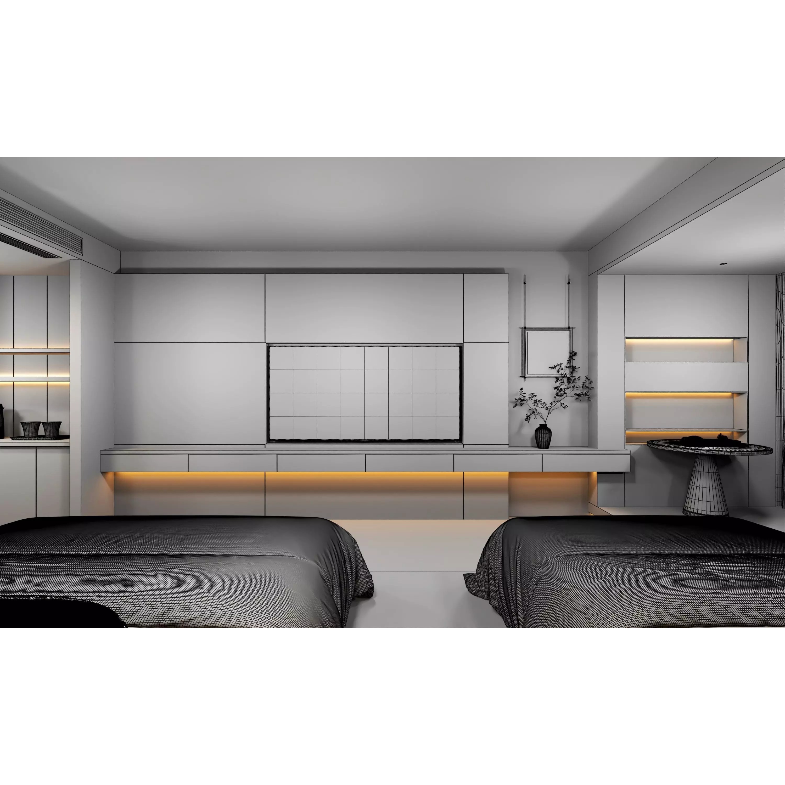 Hotel Bedroom - Low-Poly Game-Ready 3D Model - View 18