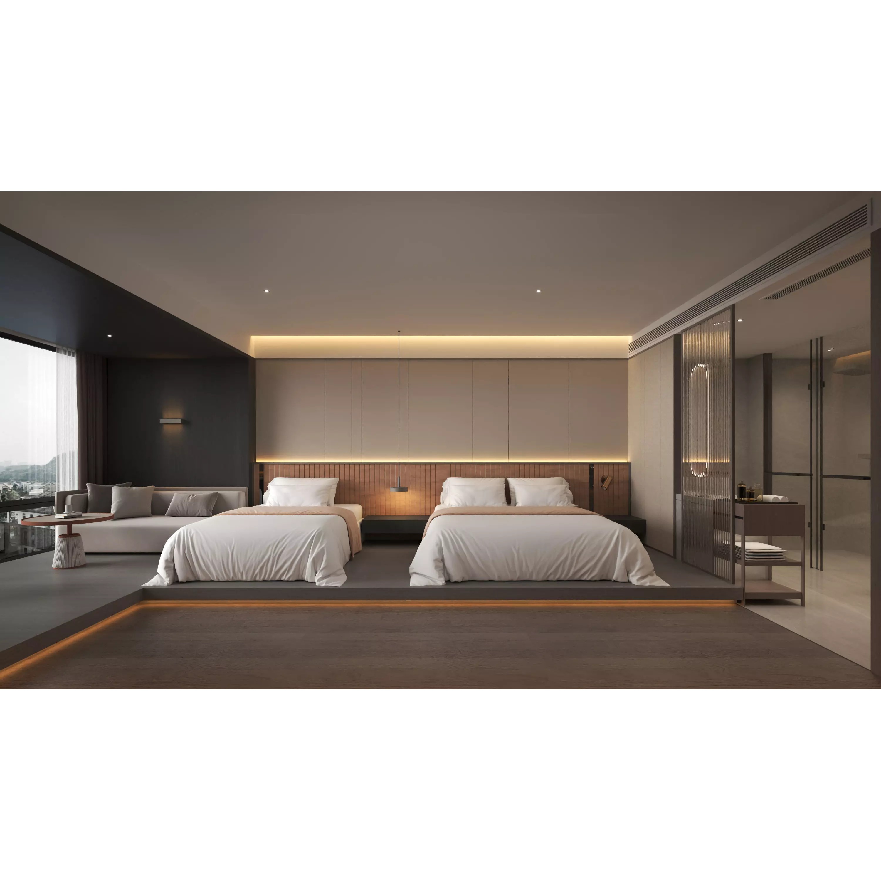 Hotel Bedroom - Low-Poly Game-Ready 3D Model - View 2