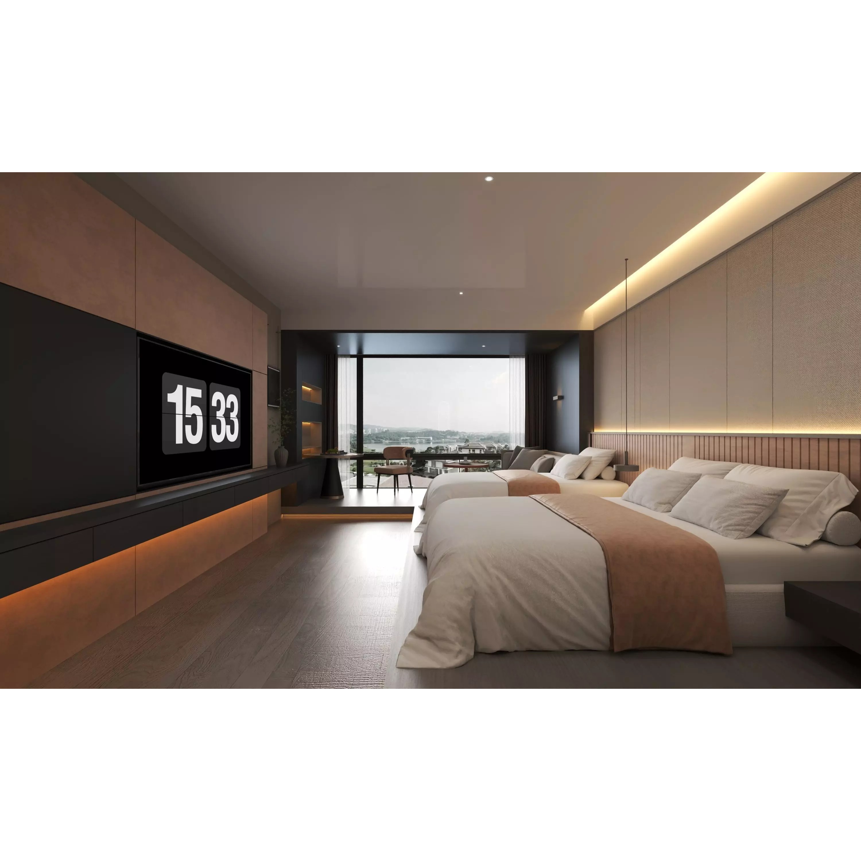 Hotel Bedroom - Low-Poly Game-Ready 3D Model - View 3