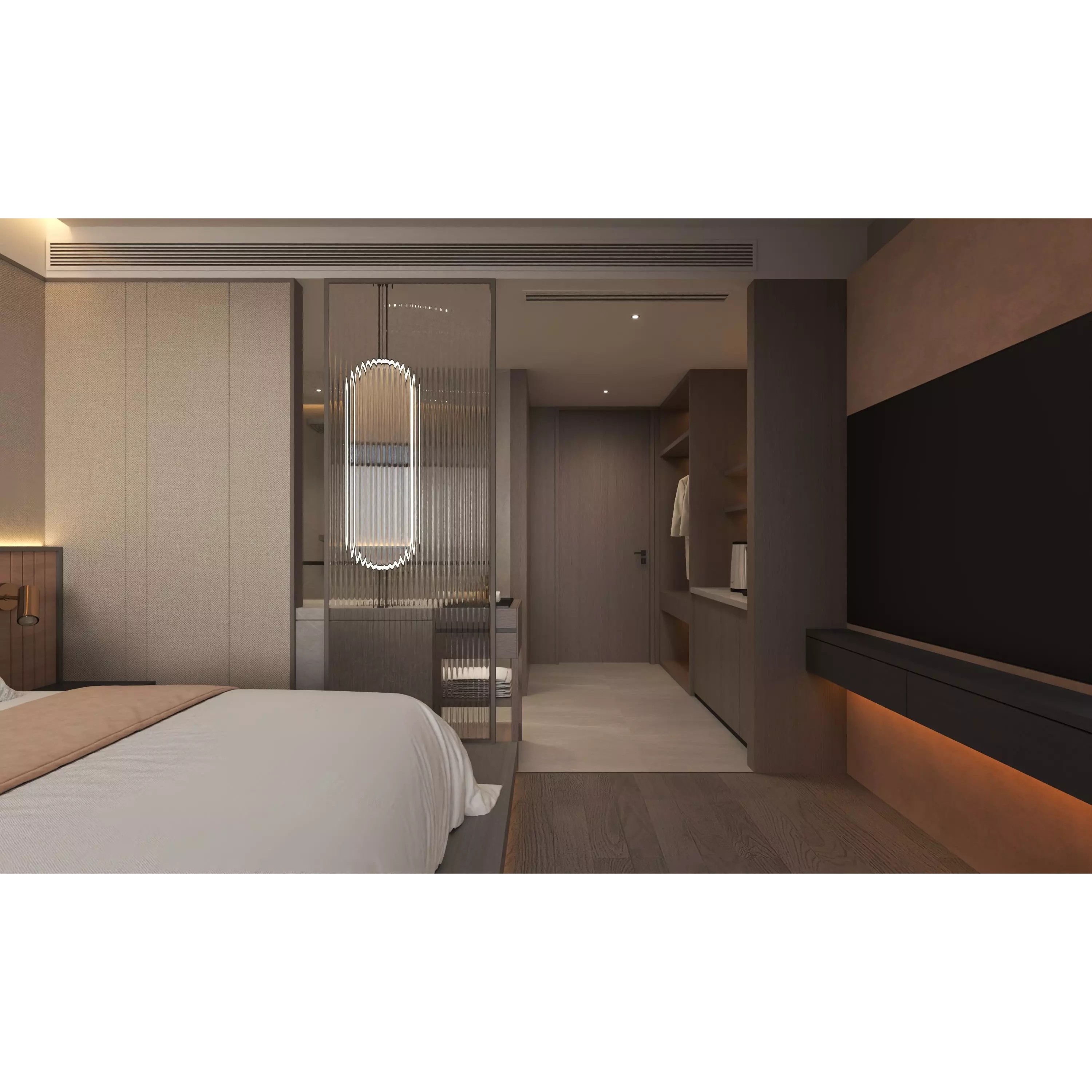 Hotel Bedroom - Low-Poly Game-Ready 3D Model - View 4