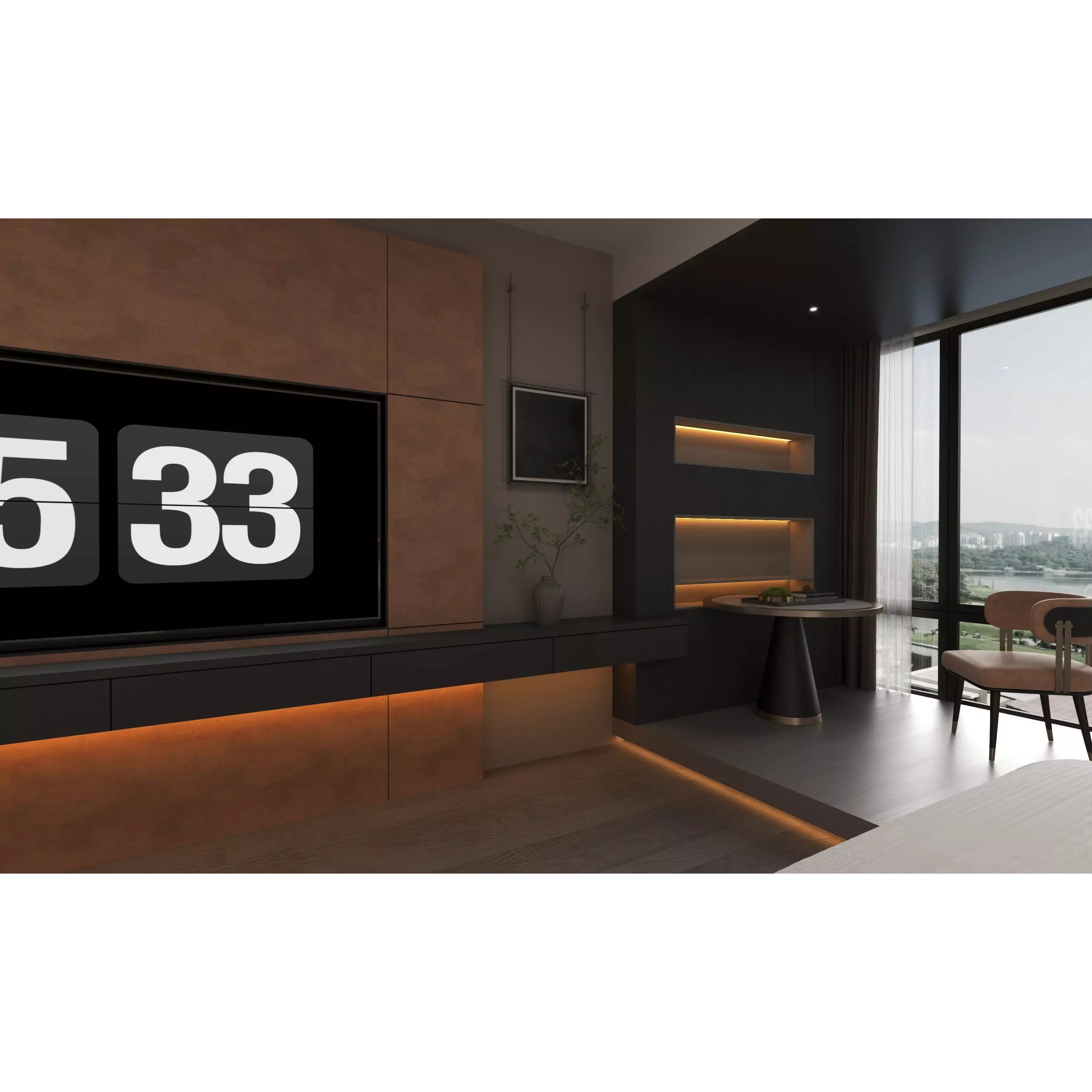 Hotel Bedroom - Low-Poly Game-Ready 3D Model - View 7