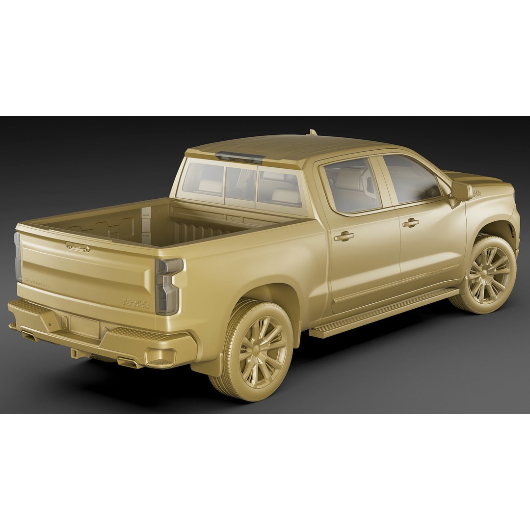 2022 Silverado High Country 3D Model – High Poly Game Asset, FBX, OBJ, Blender - View 22