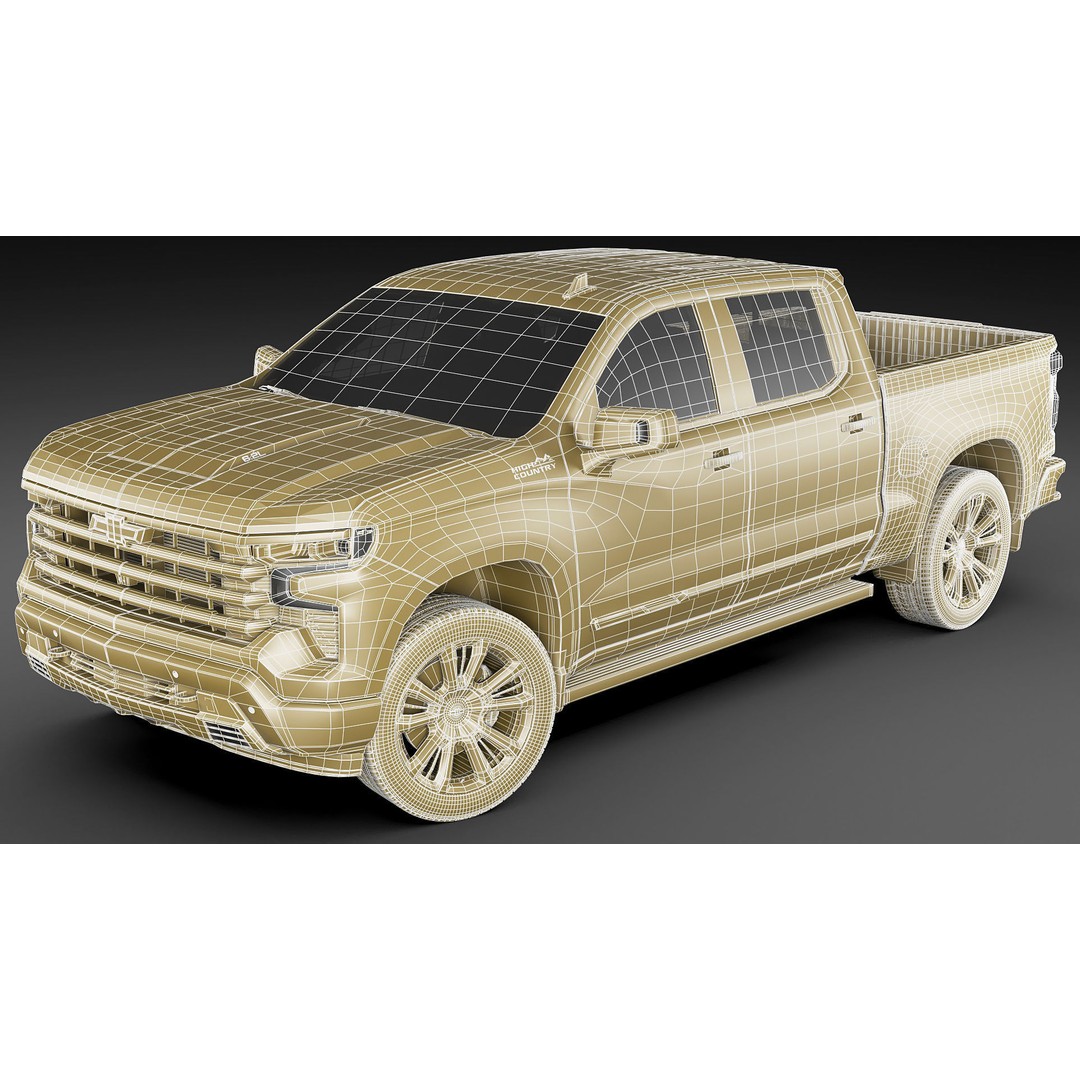 2022 Silverado High Country 3D Model – High Poly Game Asset, FBX, OBJ, Blender - View 26
