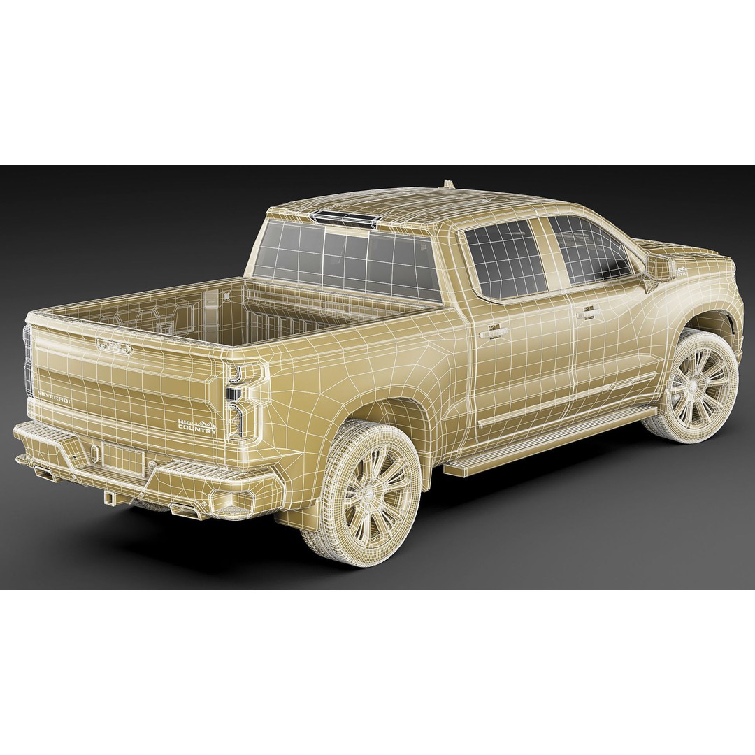 2022 Silverado High Country 3D Model – High Poly Game Asset, FBX, OBJ, Blender - View 27