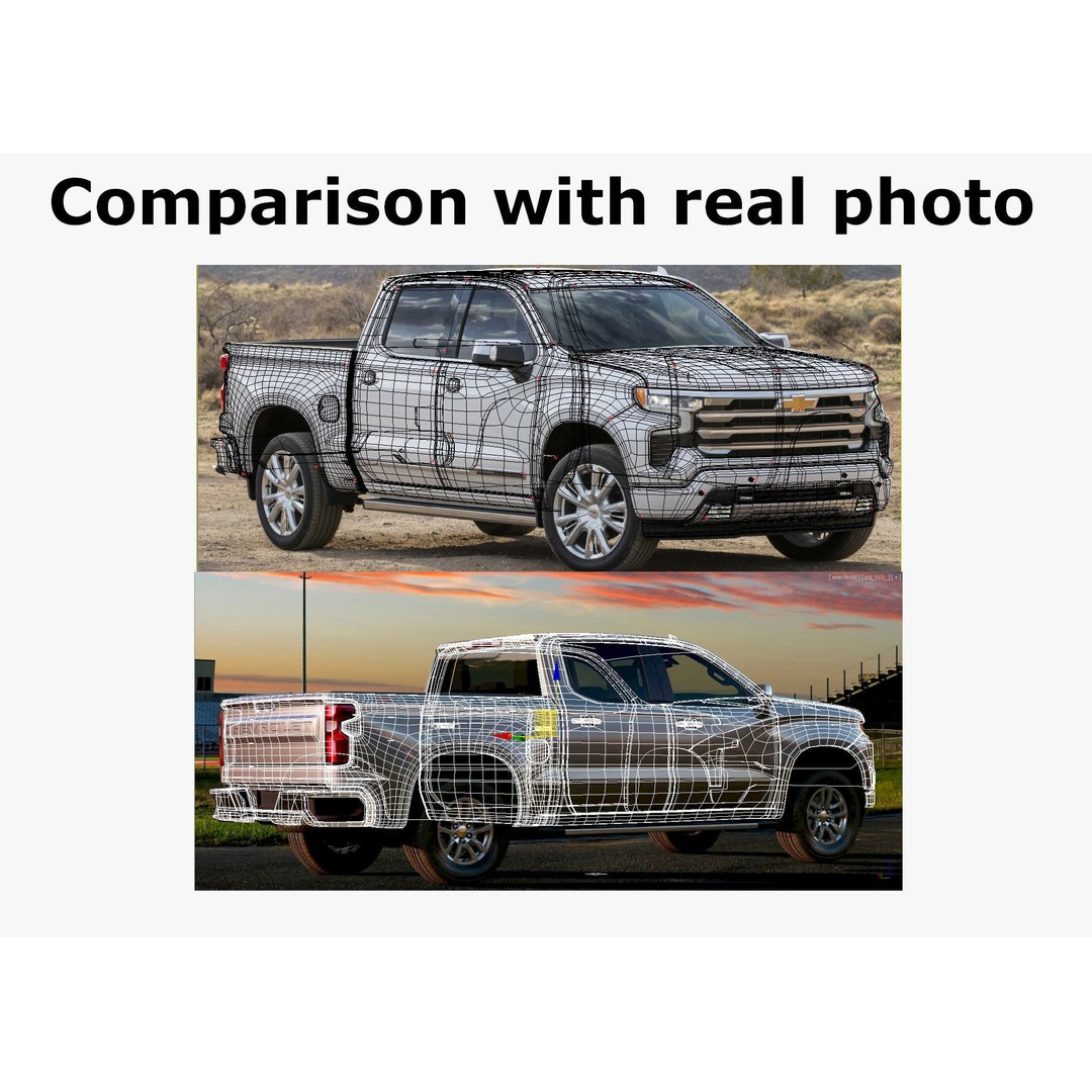 2022 Silverado High Country 3D Model – High Poly Game Asset, FBX, OBJ, Blender - View 29