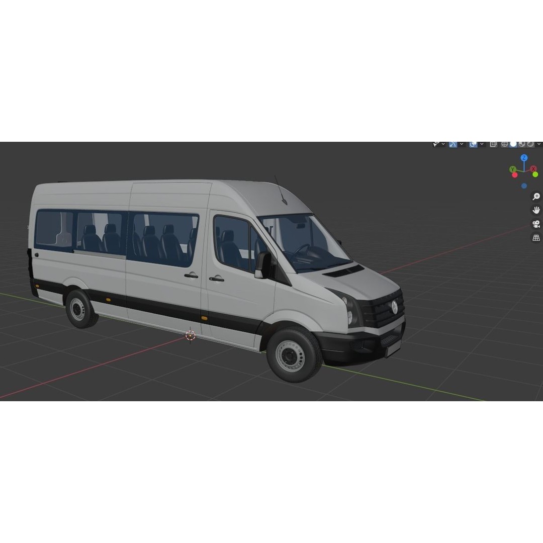 VW Crafter L3H2 Minibus 3D Model – High Poly Vehicle Asset, FBX