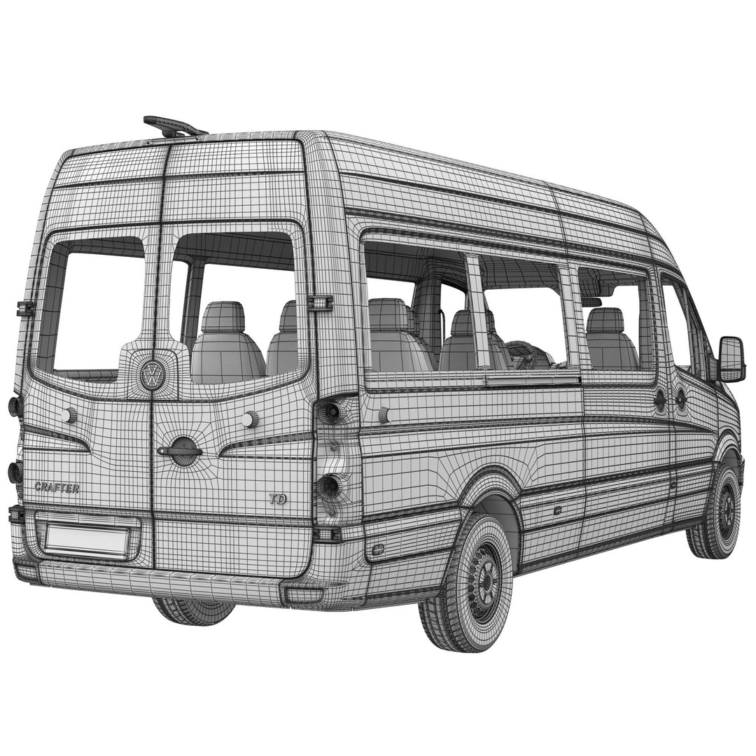 VW Crafter L3H2 Minibus 3D Model – High Poly Vehicle Asset, FBX - View 16
