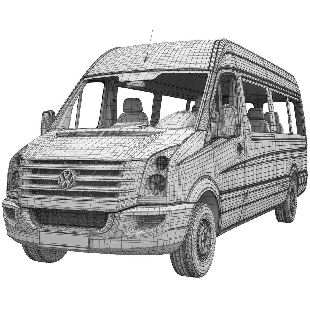 VW Crafter L3H2 Minibus 3D Model – High Poly Vehicle Asset, FBX - View 17