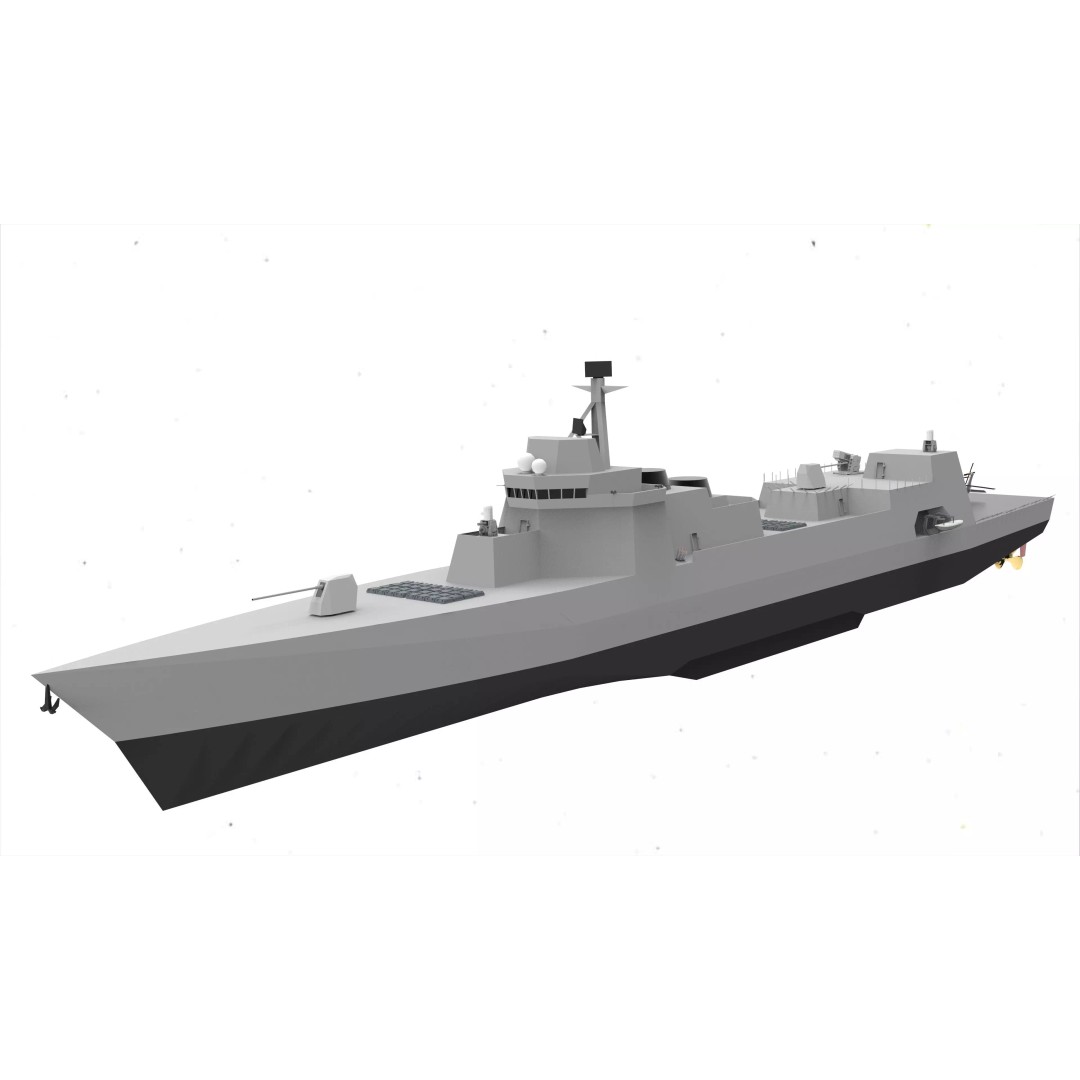 Destroyer Ship 3D Model – Low Poly Military Watercraft, FBX, Blender - View 2