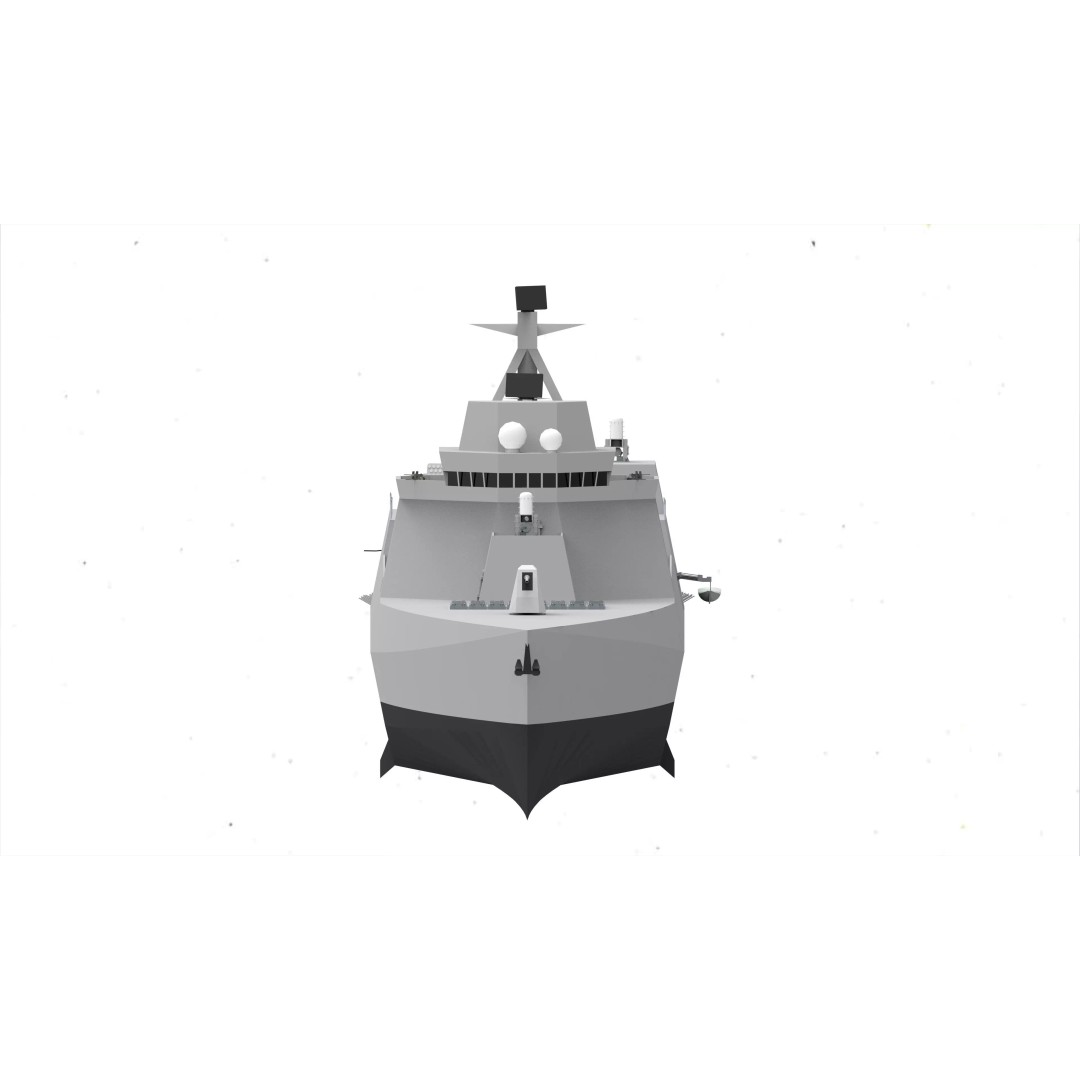 Destroyer Ship 3D Model – Low Poly Military Watercraft, FBX, Blender - View 3